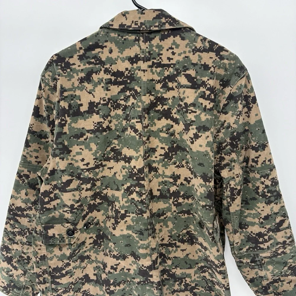 Vintage Levis Digital Camo Corduroy Chore Jacket Hidden Button Rare Y2K Men M